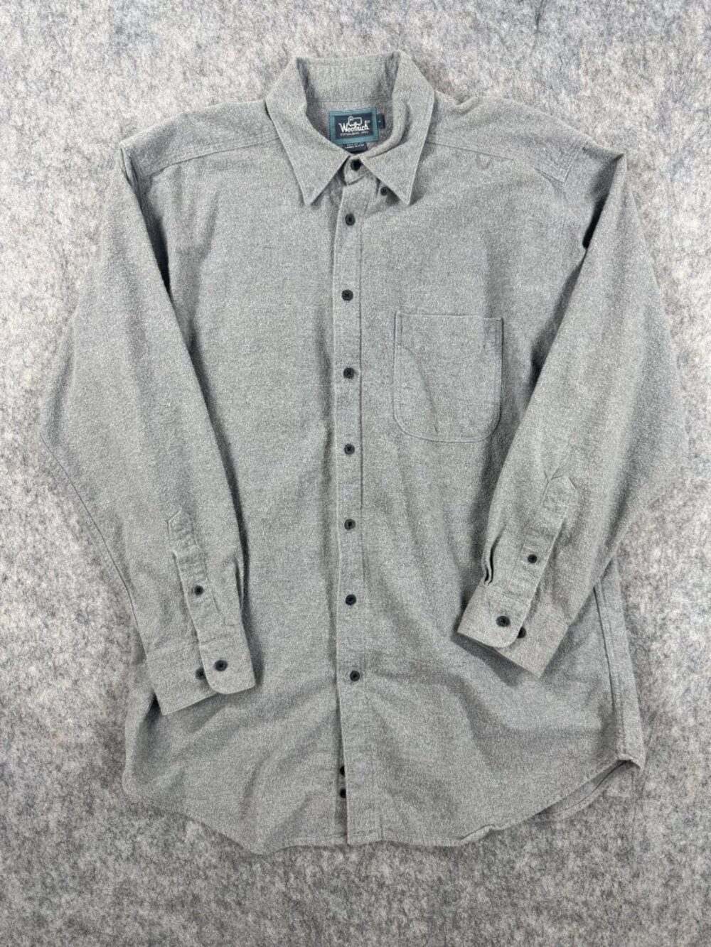 Vintage Woolrich Mens Shirt Button Up Heavyweight Cotton Sz L Gray Flannel